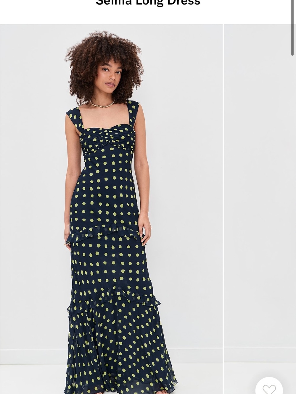 SALONI Navy and Lime Polka Dot Maxi Dress